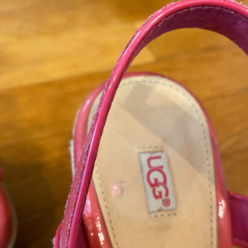 UGG Australia Hot Pink Jackilyn Leather Platform Espadrille Sandals Size 7 - Picture 10 of 12